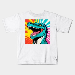 Modern Abstract Pop Art Style Laughing T-Rex Drawing Kids T-Shirt